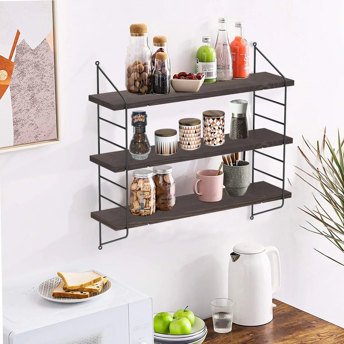 Etagère murale métal industriel et bois