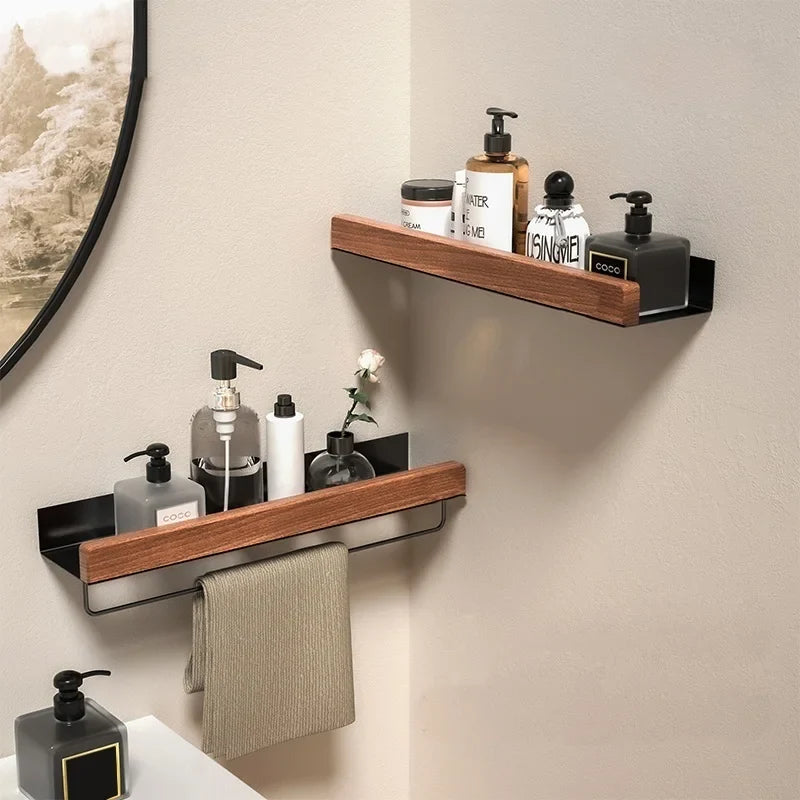 Etagere Murale Noire Alu et Bois