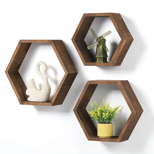 Etagère Murale Décorative en Bois Octogonal